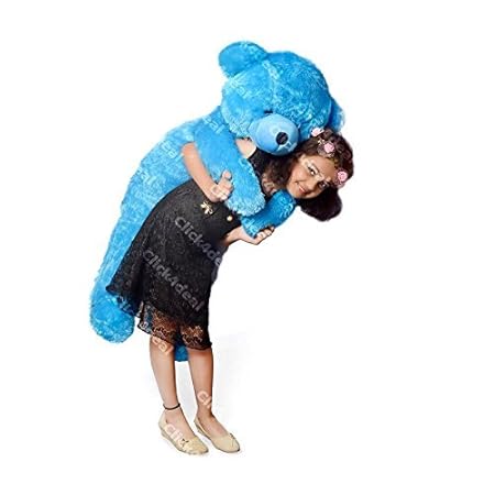 CLICK4DEAL RT Soft Teddy Bear Birthday with Heart Toy (Blue, 92cm/3 Ft Long)