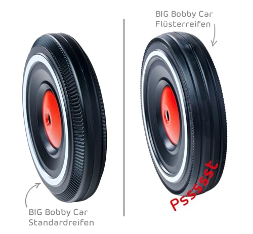 BIG - Bobby Car Whisper Wheels - Flüsterräder für BIG-Bobby-Car-Classic ab Baujahr 2000, Reifen-Set mit Befestigungsclips und Montageanleitung, für Kinder ab 1 Jahr, Schwarz