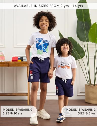 Image of Amazon Brand - Symbol Boys Cotton Rich Stretchable Knit Terry Shorts | Age 2-14 Years