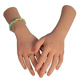 1 Pair Soft Lifesize Girl Hand Silicone Model Fingers Can Bent with Highly Clear Texture and Realistic Vision for Display Jewelry Watch