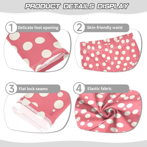 KLL White Polka Dot Red Background Toddler Baby Girl Basic Leggings Stretchy High Waisted Dance Pants Sports3