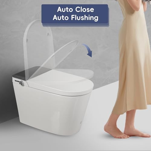 Inodoro Inteligente Sin Tanque con Bidet Integrado, Cerámica, Blanco y Gris, 27.95 x 16.14 x 18.74 pulgadas, 88 Libras, Montaje en Piso, Ovalado, Asiento de Polipropileno miniatura 6