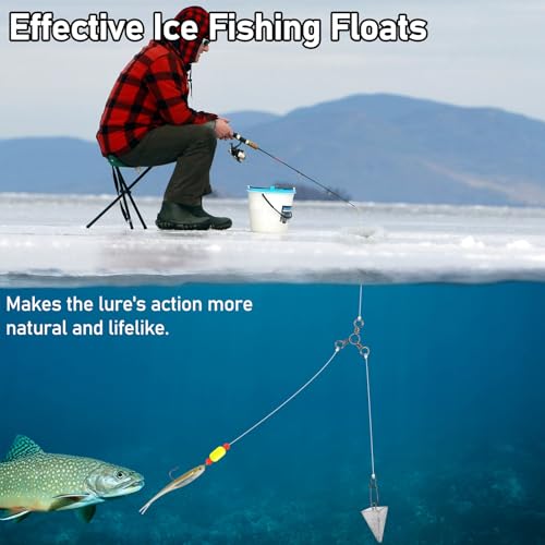 Alwonder 150-Pack Fishing Floats Bobbers Bullet Cylindrical Foam Rig Floats Pompano Surf Ice Fly Fishing Trolling Fish Finder Drop Shot Rigs Float for Bass Trout Walleye Crappies Redfish