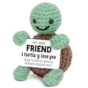 Mini Funny Turtle Best Friend Friendship Gifts for Women Men, Birthday Gifts for Friends Female Male Girls, I Love You Small Cute Stuff Things, Handmade Emotional Positive Crochet Turtle