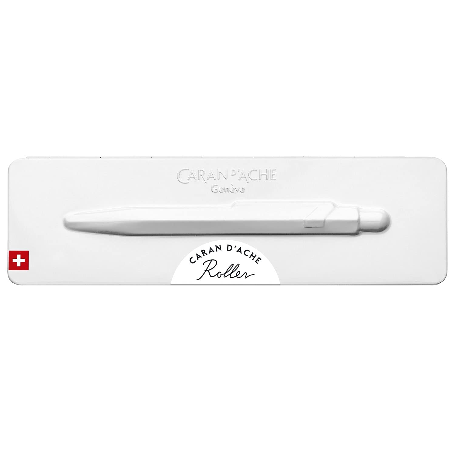 Caran d'Ache Kugelschreiber 849 Popline mit Etui Weiß lackiert Strichstärke: M, Schriftfarbe: Blau, Länge: 12,5 cm, 0846.509