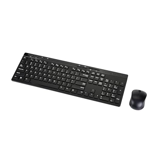 Amazon Basics Wireless Keyboard and Mouse Combo, Full-Sized, QWERTY Layout, 2.4 GHz USB Plug & Play Receiver, Sleek Design, Black