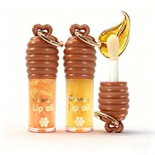 2PCS Honey Hydrating Lip Oil,Portable Key Chain Cute Lip Gloss,honey essence lip oil,Long-Lasting Moisture,Lip Gloss Flavoring Oil With Vitamin E Moisturized Shiny Lips for Girls