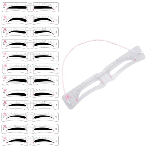 眉毛テンプレート レディース 12種類セット 眉毛ステンシル 眉毛 形 テンプレート 眉毛ガイド ストラップ付き 眉を描くのに簡単 眉毛メイクツール 化粧道具 つかいやすい 初心者用のサムネイル