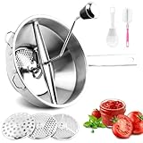 Ergonomic Food Mills With 3 Milling Discs, 8' Stainless Steel Rotary Food Mill with Hand Crank for Tomato Sauce, Mashed Potatoes(Sliver)