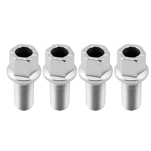 4 Boulons de Roue M14x1.5x27 mm Antivol Zingués en Acier Allié 40Cr SW17 avec Siège à Rotule Écrous de Roue Sécurisés Compatible avec Jantes Aftermarket Audi Jetta VW Golf Bora Touran PassatBoulons