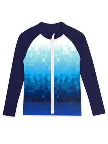 Image of AOBUTE Unisex Kids Zipper Rash Guard Boys UPF 50+ UV Protection Sun Shirt with Thumb Hole 3-12 Years