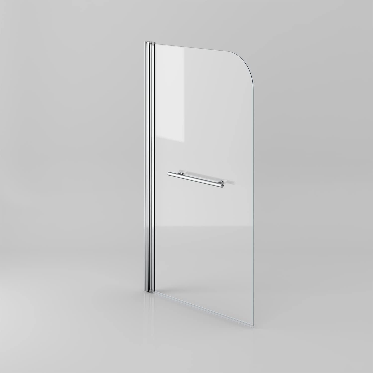 VeeBath RST035 - Pannello per vasca da bagno in vetro temperato con bordo curvo, 6 mm, cromato