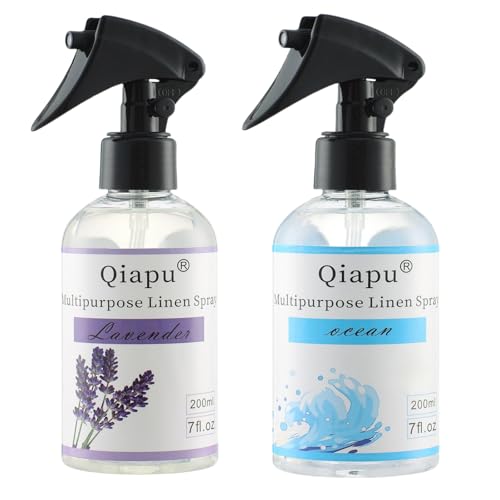 Lavender & Ocean Linen Spray - Spray natural para almohadas, sábanas, ropa de cama y telas con aceites esenciales para relajación y aromaterapia, 2 unidades
