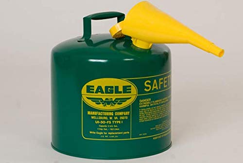 Safety Cans - 5 Gallon Green Type I Safety Can with F-15 Funnel - SAFETY-EG-UI-50-FSG