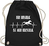 Shirtracer Pferde Geschenk und Reiten Zubehör - Dein Hufschlag ist mein Herzschlag - Unisize - Schwarz - stofftasche pferde - WM110 - Turnbeutel und Stoffbeutel aus Baumwolle