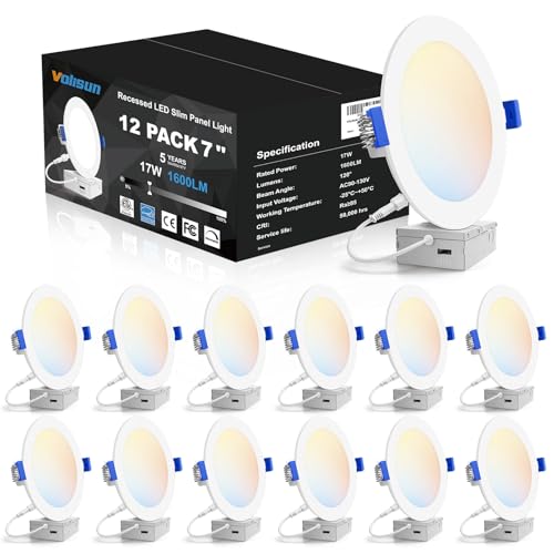 Image of VOLISUN 12 Pack 7 inch Recessed Lighting, 5CCT, 2700K-5000K Selectable