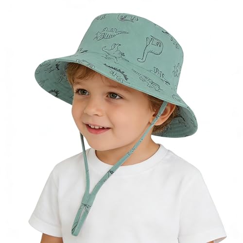 YMYDYFC Baby Sun Hat Toddler Summer UPF 50+ Sun Protection Baby Boy Hats Beach Hats Dinosaur Bucket for Baby Girl Adjustable Kid Cap 2-4 Years