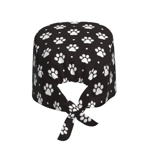 Image of Working Cap Scrub Cap with Sweatband Adjustable Unisex Women Tie Back Hat Nurse Surgical Caps