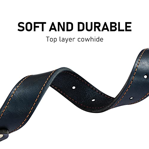 Daihaqiko Dog Collar, Genuine Leather Dog Collar, Heavy Duty Dog Collar, Wide Dog Collar For Small Dog, Medium Dog, Large Dog And Extra Large Dog (M: 1" Wide For 16"-20" Neck, Single Stitch - Black) #TOP1