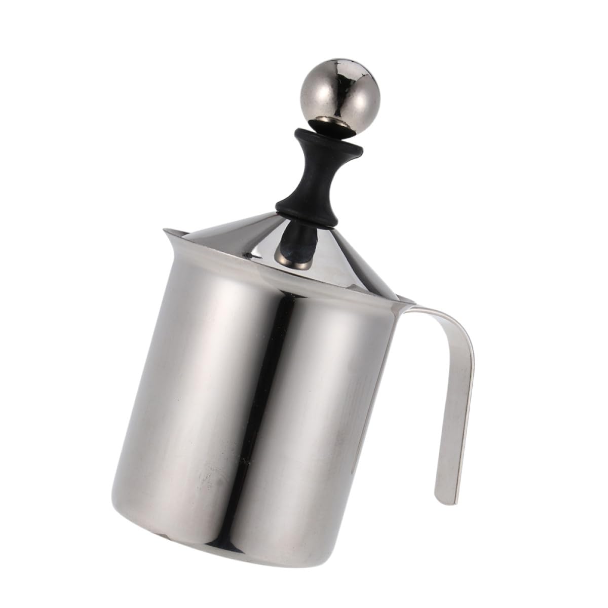 STOBAZA 800cc Stainless Steel Manual Milk Foamer Handheld Milk Frother for Coffee Cappuccino Café Use