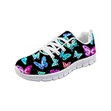 Forchrinse Colorful Butterfly Women&rsquo;s Running Tennis Shoes Walking Sneakers Mesh Lace up Sport Athletic Shoes Lightweight