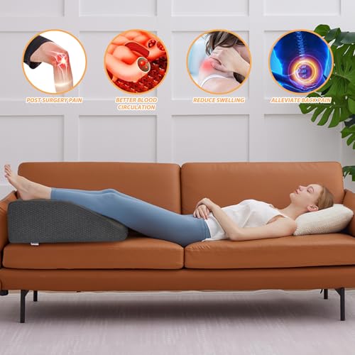 Image of Bedluxe Leg Pillow Elevation, Leg Wedge for Blood Circulation, Leg Elevating Pillow for After Surgery, Memory Foam Foot Knee Pillow for Sleeping 23.6x16.8x8 Inch Black