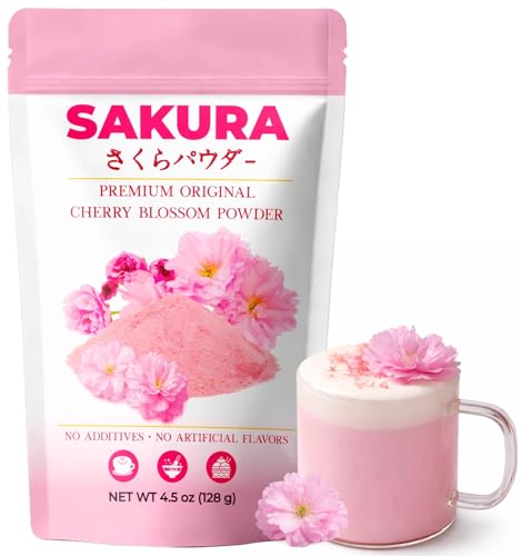 4.5oz Sakura Powder - Japanese Cherry Blossom Powder Vegan Natural Food Coloring for Sakura Latte Flavoring Spring Drinks Desserts Smoothies & Baking