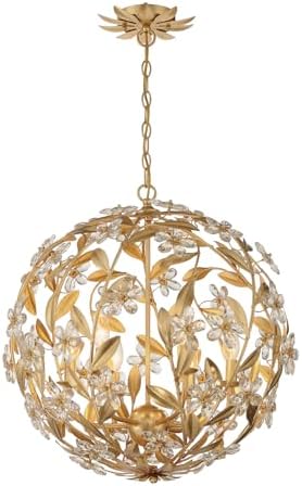 Crystorama Marselle 6 Light Antique Gold Pendant