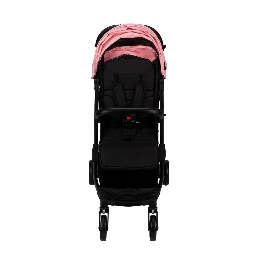 Interbaby Silla de Paseo Ligera y Compacta, Carrito Bebé Plegado Automático, hasta 22 kg, desde Nacimiento, Reclinable, Capota XXL, Suspensión, Cochecito Bebé Viaje Cabina (MIN SPACE PLUS Rosa)