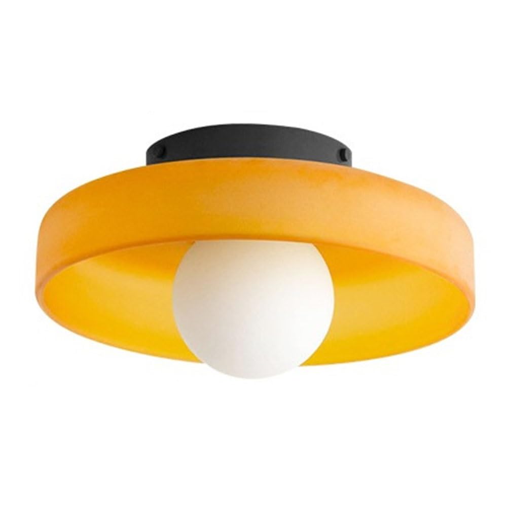 KXEcoLife LED Ceiling Light Fixture, Flush Mount Chandelier, Modern Lamp Glas Semi with Milk Globe Lampshade for Bedroom Cloakroom Stairway Hallway Lighting (Orange)