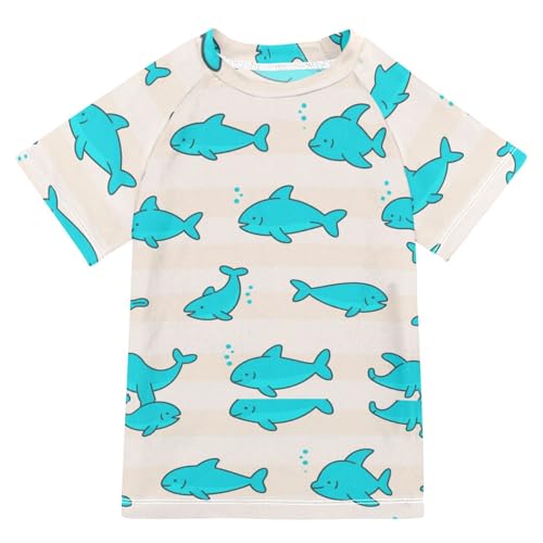 Fluorescence Blue Shark Beige Short Sleeve Rash Guard Bathing Suit Girls Swimsuits for Little Girls Childrens Bathing Suits for 3-12 Years trajes de bano para nina