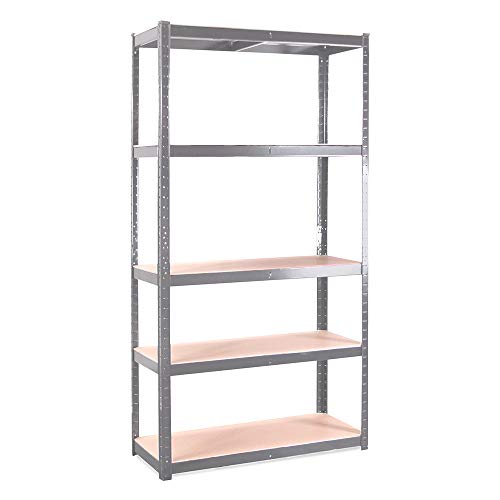 G-Rack Garage Shelving Unit: 180cm x 90cm x 40cm | Single bay Grey 5 Tier Unit | 175kg Load Weight Per Tier (875kg Per Unit) | Home Office Garage or Business Use | 5 Year Warranty