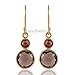 Solid 24k Gold Over Sterling Silver Earrings for Women & Girls, 24k Gold Smoky Quartz, Garnet Earrings Drop & Dangle Mothers Day Gift, Bridesmaid Gift, Handmade Jewelry