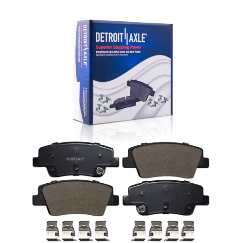 Image of Detroit Axle - Rear Brake Pads for Genesis G80 GV60 GV70 Hyundai Ioniq 5 Ioniq 6 EV6, Ceramic Brake Pads with Hardware Replacement