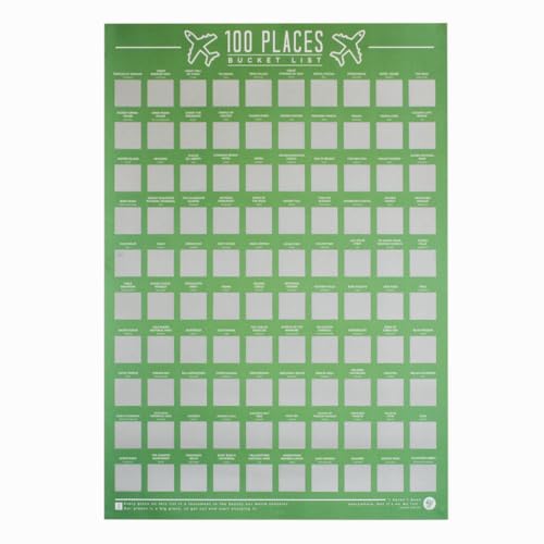 Poster 100 lieux à gratter dans votre salle de séjour design vert Gift Republic