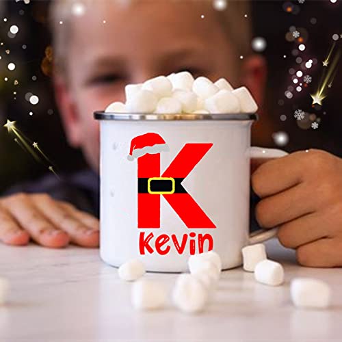 WunM Studio Personalizado Navidad Niños Cacao Caliente Chocolate Tazas Iniciales Personalizadas con Nombre Café Esmalte Tazas Bebidas Postre Taza Regalos para niños Lindos Mejores Amigos P