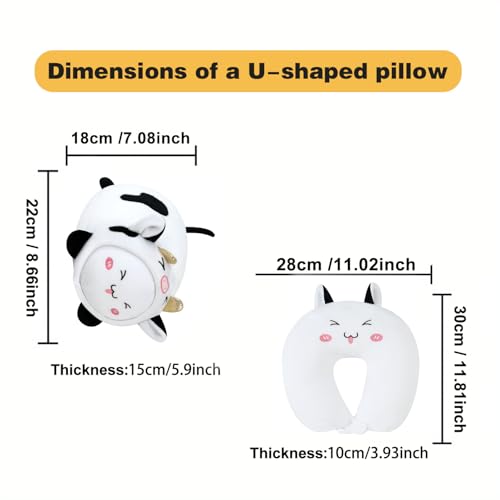 Image of Kids Travel Pillow, 2-in-1 Deformable U-Shaped, QQ Milk Cow