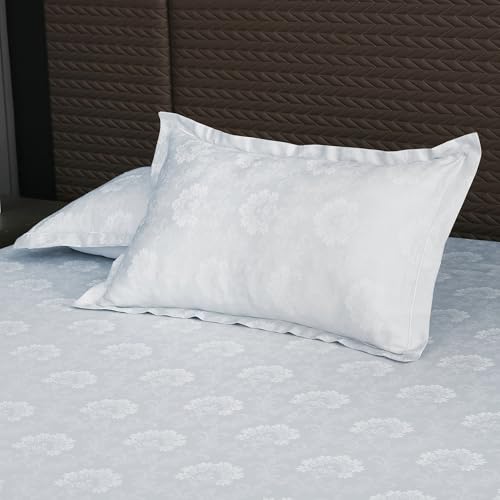 Image of Story@Home Long Staple Premium Cotton Compact Yarn Feel Glace Cotton Flatsheet Floral Printed King Size Double Bed Bedsheet with 2 Pillow Cover (108 inchx108 inch, Mauve) 500TC