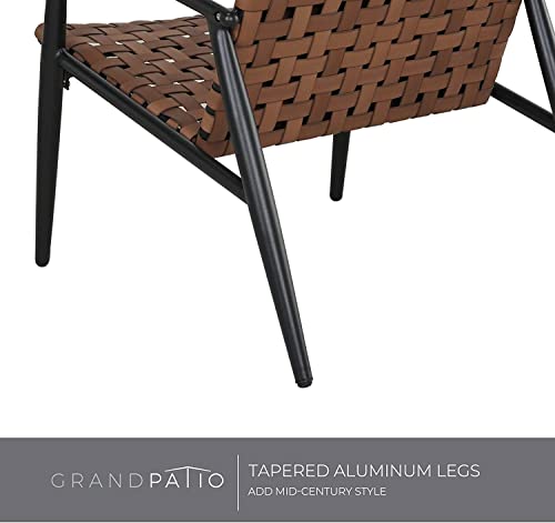 Grand patio Conversation Set 3 Pieces with All Weather Leather-Look, Powder Coated Aluminum Frame, Outdoor Bistro Sets with Lounge Seating and Side Table for Garden, Backyard, Balcony - Image 5