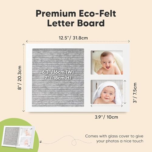 Image of a baby cherry - Baby Picture Frame with Announcement Message Felt Board & Letterboard Letters | My First Year Picture | Ultrasound Picture Frame | white
