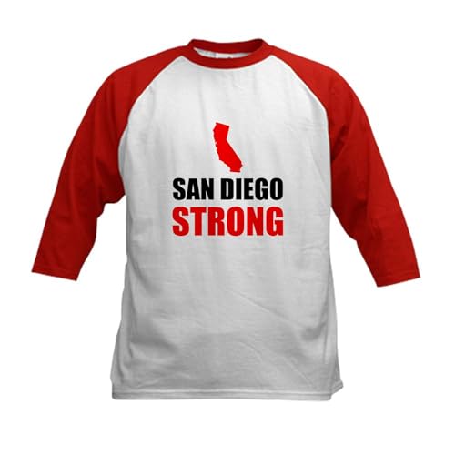 CafePress San Diego Strong Baseball Jersey Kids Cotton Baseball Jersey, 3/4 Raglan Sleeve Shirt Red/White