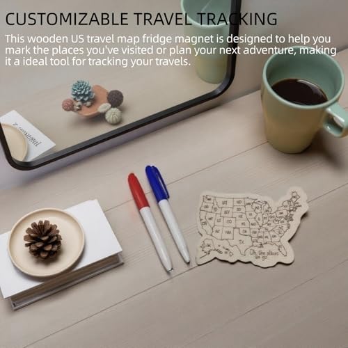 Imán decorativo para refrigerador USA Travel Map de madera miniatura 5