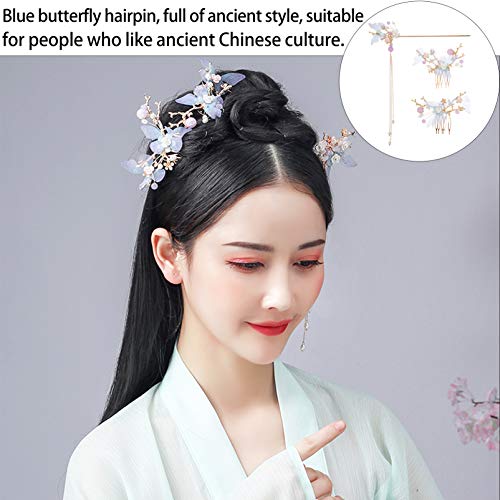 Beaupretty 3 cps conjunto de palitos de cabelo chineses de borboleta, pérola, flor, borla, hashi, pa