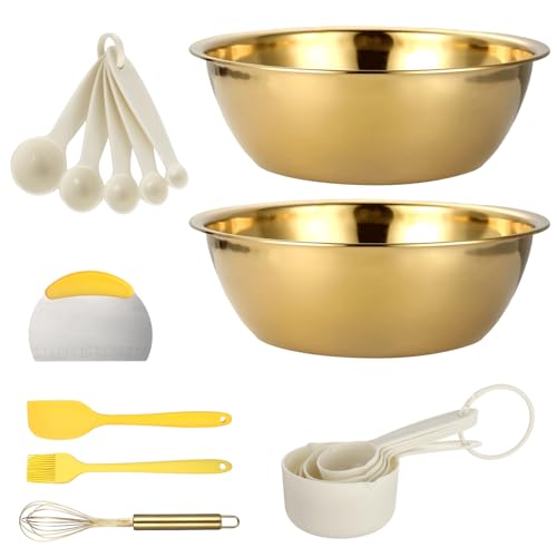 Set de 16 piezas de tazones mezcladores dorados de acero inoxidable miniatura 6