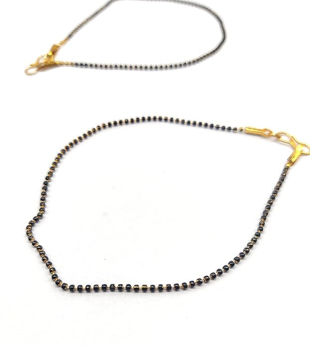 fashion accessories Stylish Anklet/Payal/Pajeb for women/girls stylish black beads with golden shinning pair of classic style payal/anklet gifted to Friendship/Vallentines day for girls and women.-picture-28