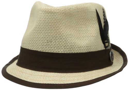 Ben Sherman Men's Solid Straw Trilby Hat, Natural, Large/X-Large