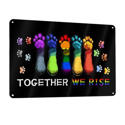 Geziho We Rise Lgbtq Rights Equality Outdoor Sign 12x8 In Waterproof Notice Board Pre-Drilled Holes Home Business Public Area96