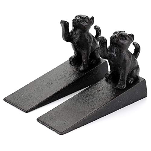 Image of IGNPION 2Pcs Cast Iron Door Stop, Cat Floor Door Holder Door Stopper Wedge