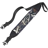 CVLIFE Two Point Sling Rifle Sling with Wide Neoprene Padded, Padded Sling with Metal Swivels, Thumb Loop, Length Adjustable for Outdoors, Black Camo