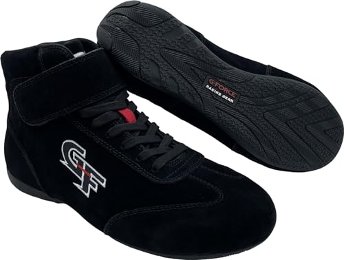 G-FORCE Shoe, G35, Driving, Mid-Top, SFI 3.3/5, Suede/Leather Outer, Fire Retardant Cotton Inner, Black, Size 10.5, Pair
